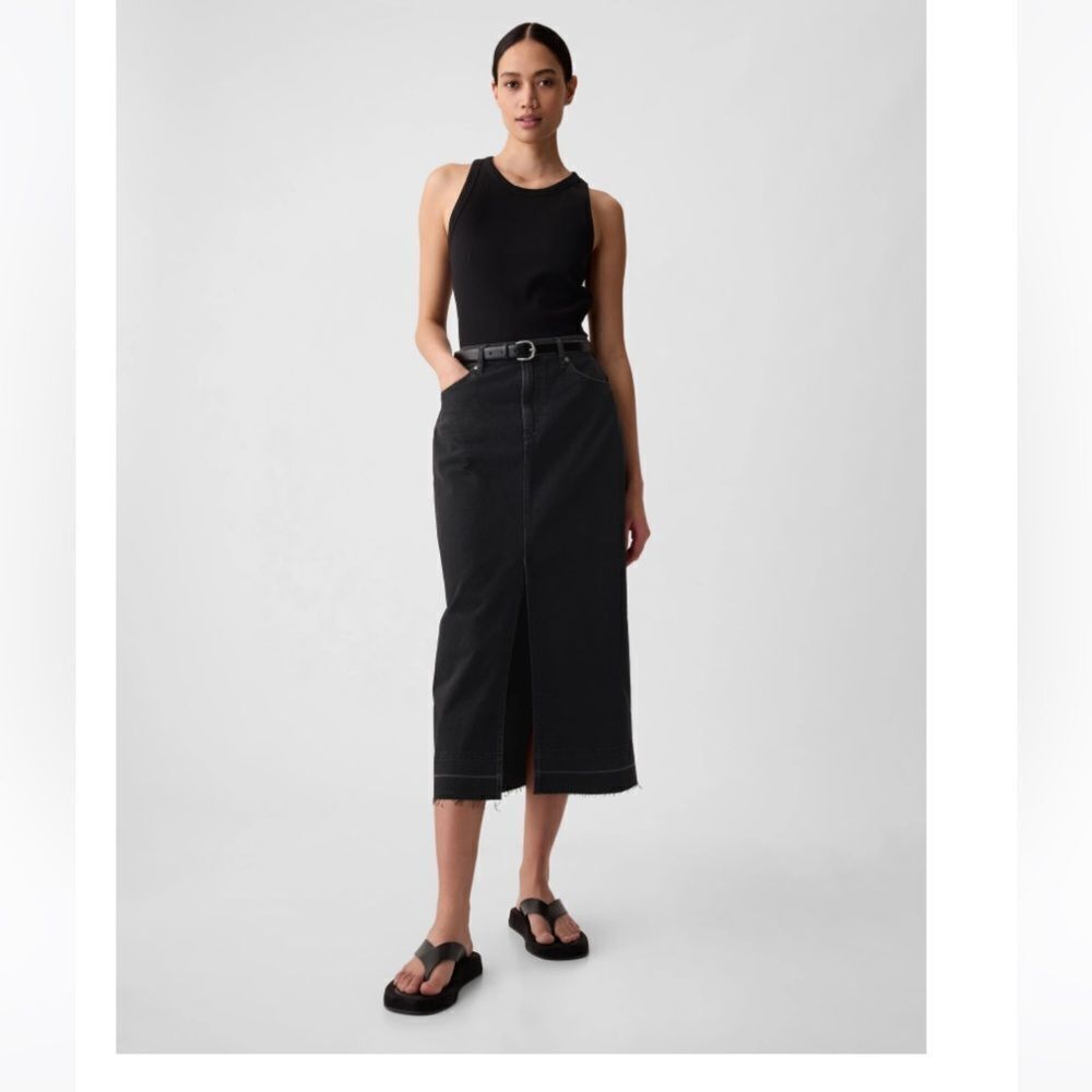 GAP Gray-Black Denim Skirt with Front Slit NWT